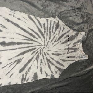 Gray and White Tie-Dye Tank Top